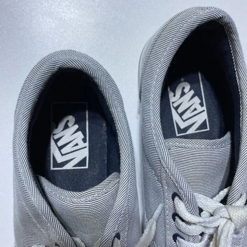 VANS Sneakers Womens 6 Blue‎ White Grey Pinstripes Atwood Classic Low Casual